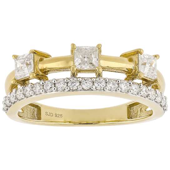 Moissanite Multi-Row Band Ring In 14K Gold Over Sterling Silver 0.86ctw
Diamond Equivalent Weight