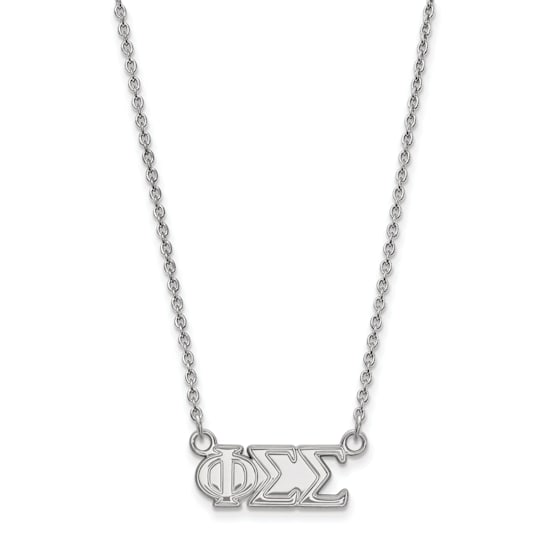 Rhodium Over Sterling Silver LogoArt Phi Sigma Sigma Medium Pendant Necklace