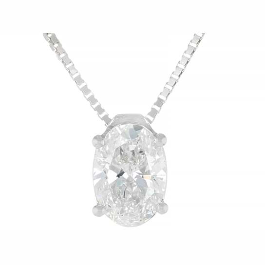 Lab-Grown Diamond Oval Slide Pendant In Sterling Silver 0.50ctw