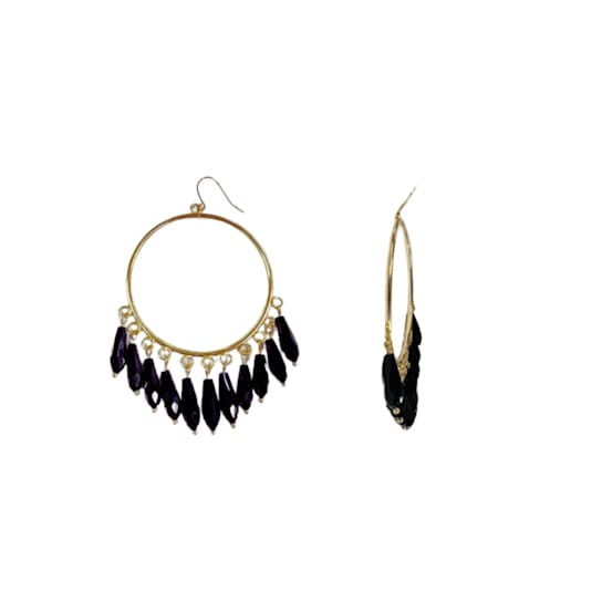 Off Park® Collection, Gold-Tone Black Bead Dangle Earrings with Fishhook Closure.