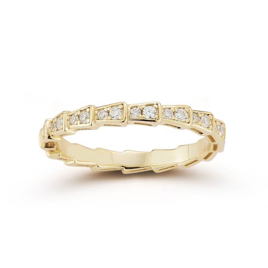CZ Serpent Scale Band Ring In 14K Gold Over Sterling Silver