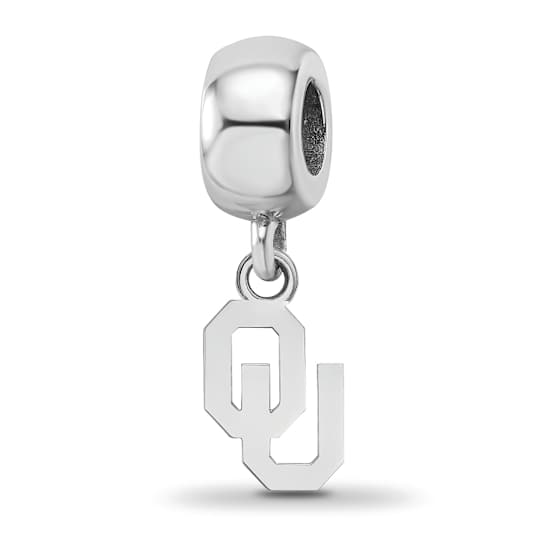 Sterling Silver Rhodium-plated LogoArt University of Oklahoma XS Dangle Bead