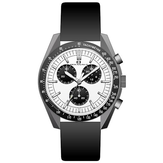 Oceanaut Men's 40mm Orbit White Dial, Black Leather Strap Watch
