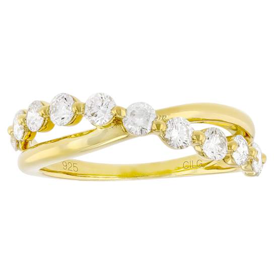 Lab-Grown Diamond Band Ring In 14K Gold Over Sterling Silver 0.90ctw