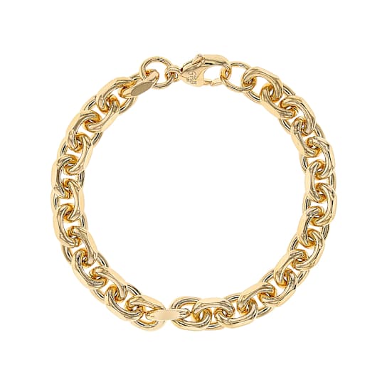 Beveled Curb Link Bracelet In 18K Gold Over Bronze