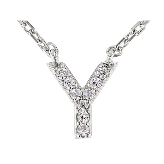 White Cubic Zirconia Rhodium Over Sterling Silver Y Necklace 0.08ctw