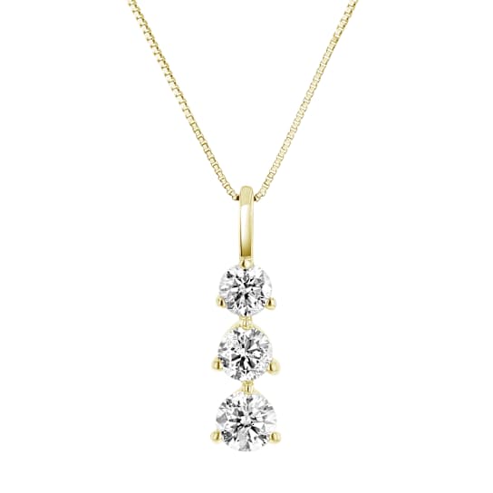 1.00ctw Diamond 3 Stone Pendant 14k Yellow Gold