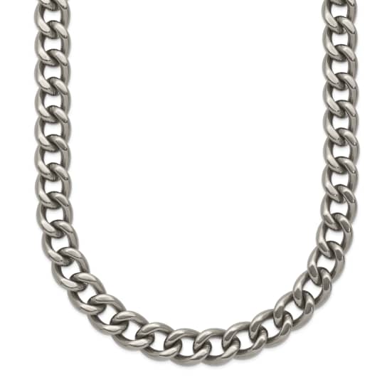 Titanium 7.5mm Solid Polished Curb 22 Inch Chain