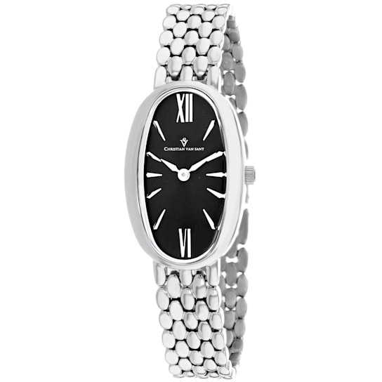 Christian Van Sant Lucia Black Dial Stainless Steel Bracelet Watch