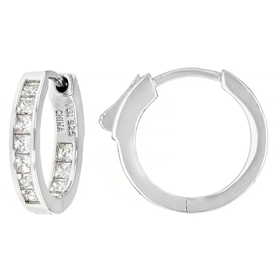 Princess-Cut CZ Inside-Out Hoop Earrings in Sterling Silver