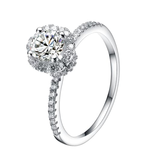 CZ Solitaire Ring In Sterling Silver
