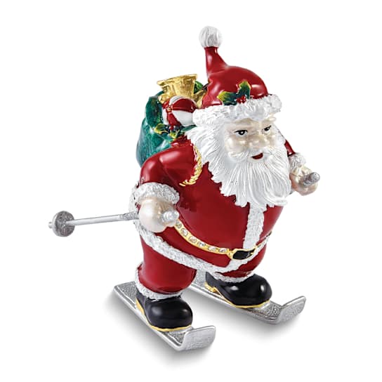 HITTING THE SLOPES Skiing Santa Trinket Box