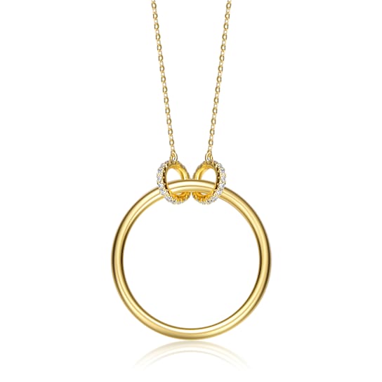 CZ Halo Solitaire Pendant In 14K Gold Over Sterling Silver