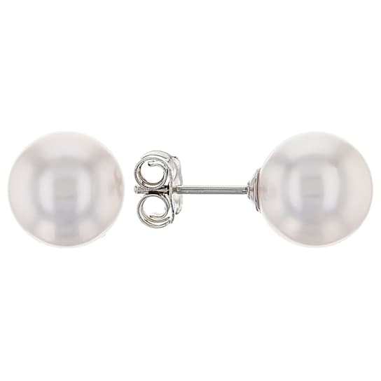 8-9mm Cultured Akoya Pearl Stud Earrings in Sterling Silver