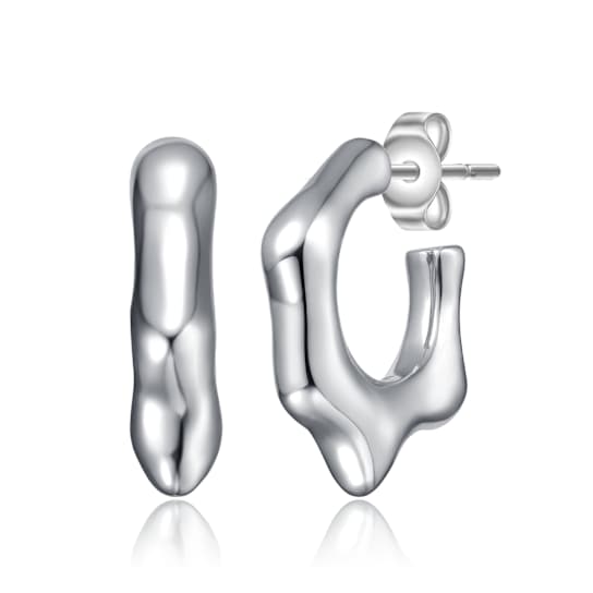 Dripping Hoop Earrings In Rhodium Over Brass