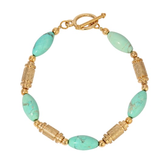 Gold Tone Oval Turquoise Bracelet