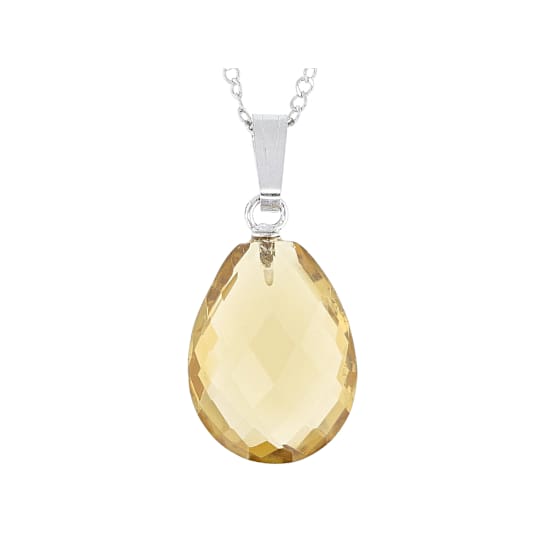 Pear Shape Citrine Solitaire Pendant In Sterling Silver 5.40ctw