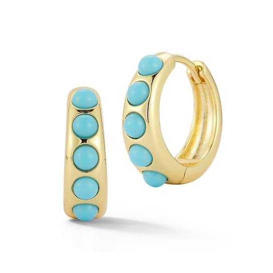 Rachel Zoe Lab-Created Turquoise Graduated Hoop Earrings in 14K Gold
Over Sterling Silver