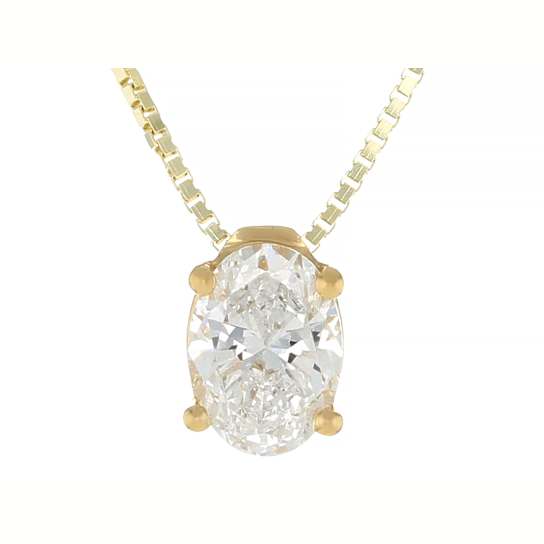 Lab-Grown Diamond Oval Solitaire Pendant In 14K Gold Over Sterling
Silver 0.50ctw