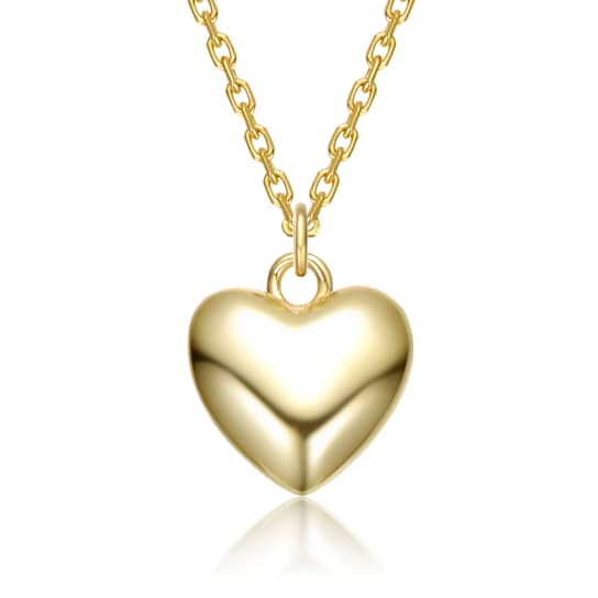 Polished Heart Pendant Necklace In 14K Gold Over Sterling Silver