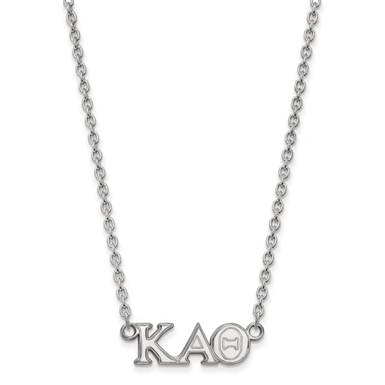 Rhodium Over Sterling Silver LogoArt Kappa Alpha Theta Medium Pendant Necklace