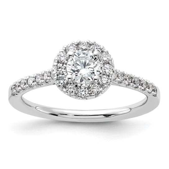 Rhodium Over 14K White Gold Eternal Promise Lab Grown Diamond Halo
Complete Ring 0.748ctw