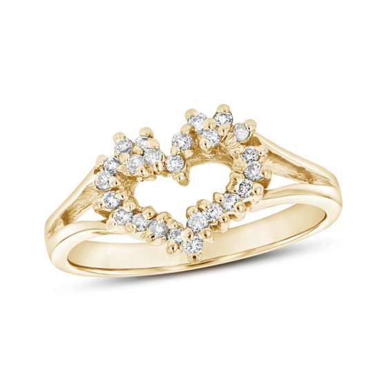 0.20ctw Diamond Heart Shaped Ring in 14k Yellow Gold