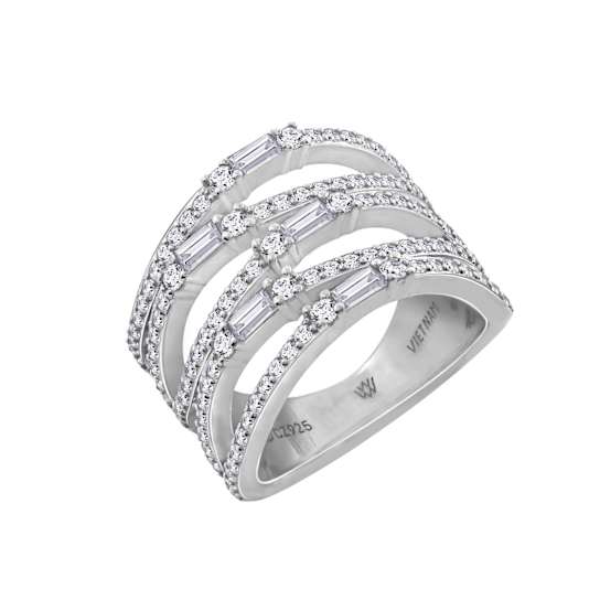 White Cubic Zirconia Platinum Over Sterling Silver Ring 1.67ctw