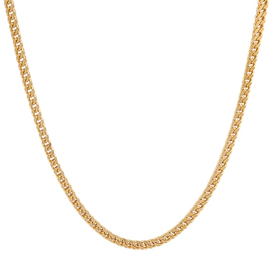 Men's 3.5mm Franco Box Chain Necklace In 18K Yellow Gold Over Stainless
Steel 24 Inch