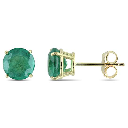 Emerald Stud Earrings In 10K Gold