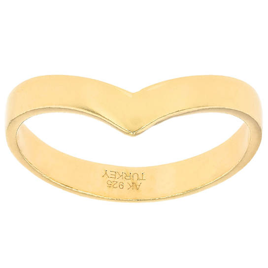Chevron Band Ring In 18K Gold Over Sterling Silver