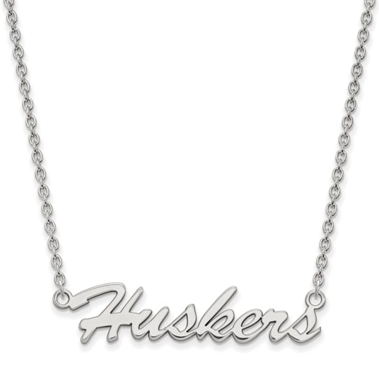 Rhodium Over Sterling Silver LogoArt University of Nebraska Huskers
Script Medium Pendant Necklace