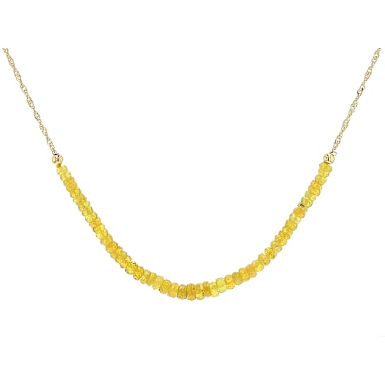 Yellow Sapphire Rondelle Beaded Necklace In 18K Gold Over Sterling Silver