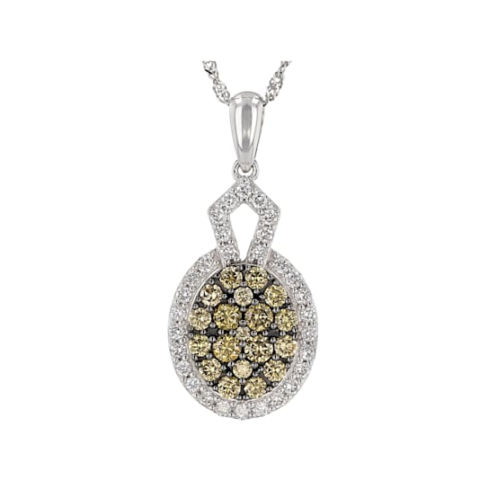 Champagne & White Lab-Grown Diamond 14k White Gold Cluster Pendant
With 18" Singapore Chain 0.80ctw
