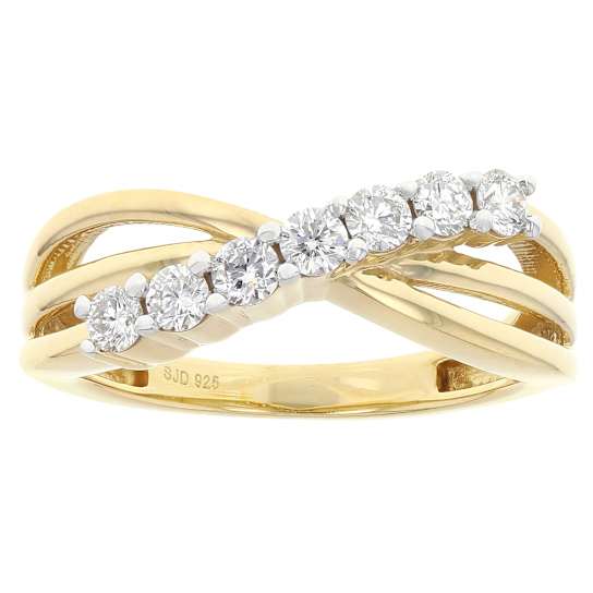 Lab-Grown Diamond Crossover Ring In 14K Gold Over Sterling Silver 0.50ctw