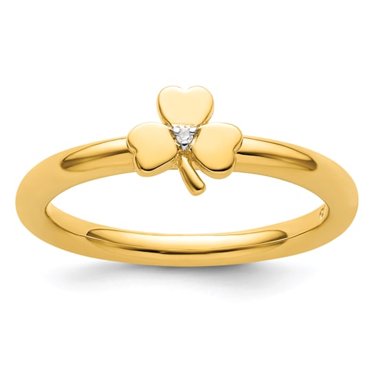 14K Yellow Gold Over Sterling Silver Stackable Expressions Diamond
Clover Ring 0.005ctw
