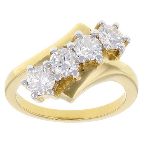 Lab-Grown Diamond Bypass Ring In 14K Gold Over Sterling Silver 1.50ctw