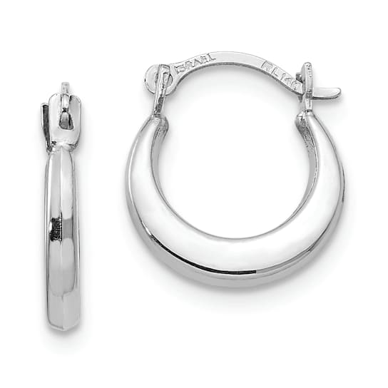 Rhodium Over 14K White Gold Small Hoop Earrings