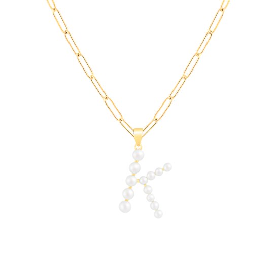Letter K Initial Cultured Pearl Pendant Necklace In 18K Gold Over
Sterling Silver