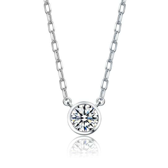 CZ Solitaire Pendant In Sterling Silver