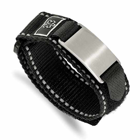 Black Nylon and Stainless Steel Brushed with Adjustable Velcro Close
Medical Bracelet