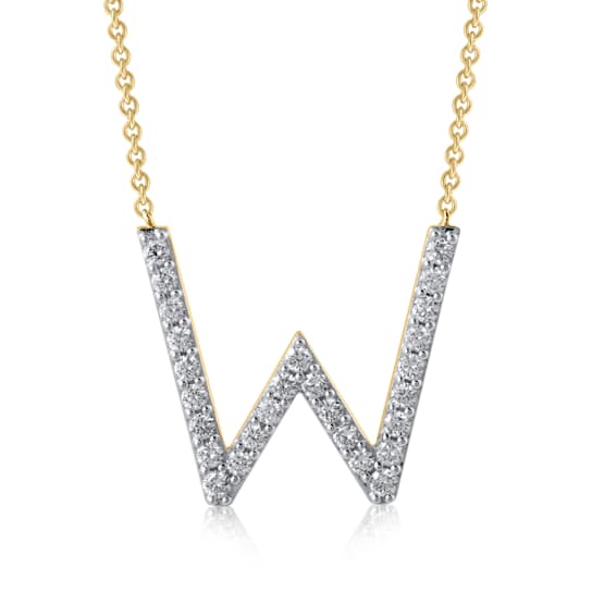 Lab-Grown Diamond Initial W Necklace In 14K Gold Over Sterling Silver 0.50ctw