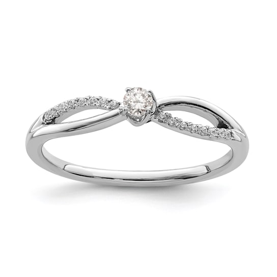 Rhodium Over 14K White Gold First Promise Diamond Promise/Engagement
Ring 0.12ctw