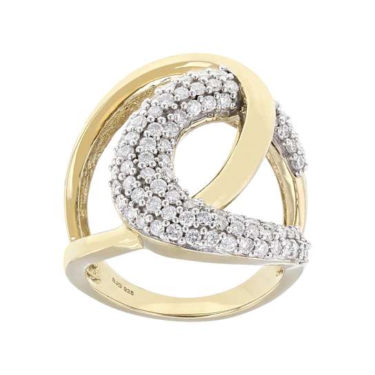 Lab-Grown Diamond Crossover Ring In 14K Gold Over Sterling Silver 1.00ctw