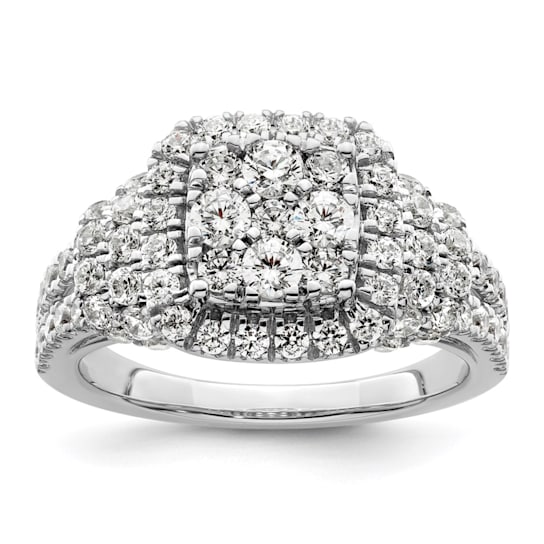 Rhodium Over 14K White Gold Lab Grown Diamond VS/SI GH, Cluster Ring 1.509ctw