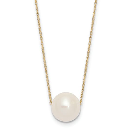 Freshwater Cultured Pearl Station Necklace In 10K Gold 17 Inch