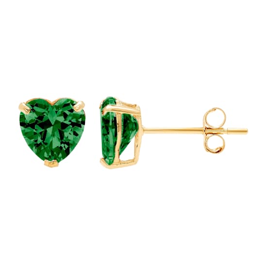 14k Gold Cubic Zirconia Heart Stud Earrings