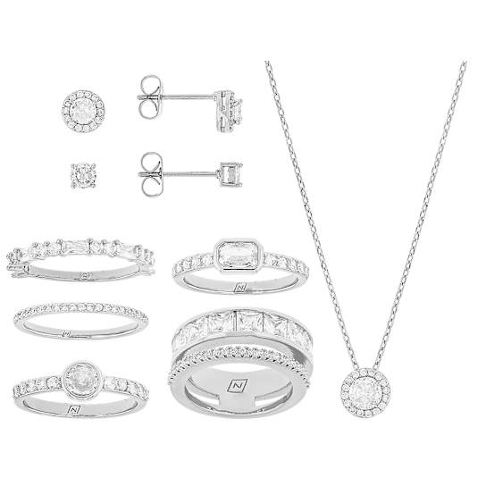 8-piece Jewelry Gift Set In Silver Tone