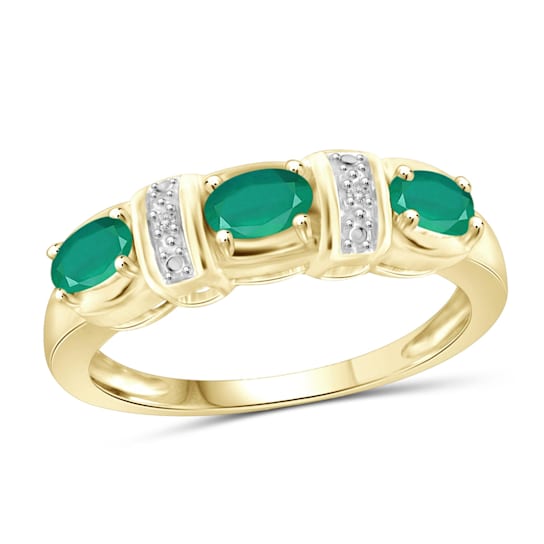 Green Emerald 14K Gold Over Sterling Silver Ring 0.90ctw