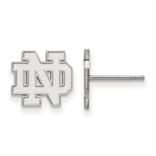 Rhodium Over Sterling Silver LogoArt University of Notre Dame Extra
Small Post Earrings